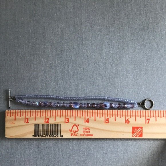 Vintage Handmade Double Strand Bracelet Purple Sterling Silver Clasp 7 Inch - Picture 8 of 8